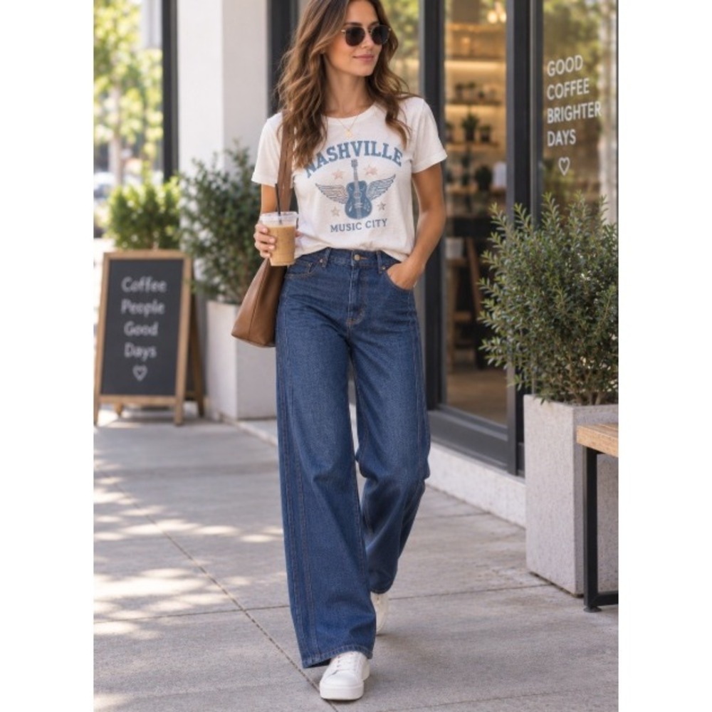 LOFT Womens High Rise Wide Leg Jeans Classic Rinse Wash Dark Blue Sample SPR26